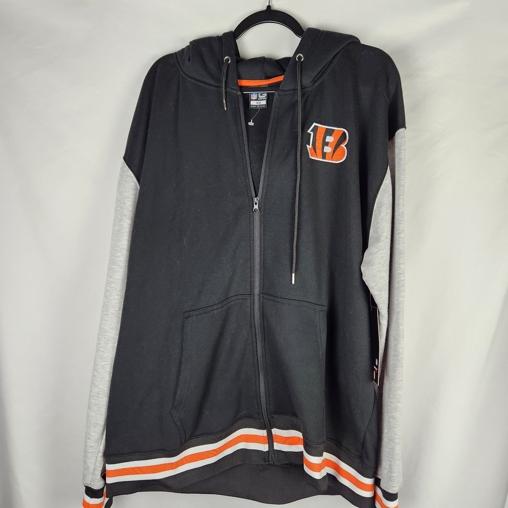 NWT Cincinnati Bengals Hoodie Mens XXL Black Full Zip Ultra Game NFL